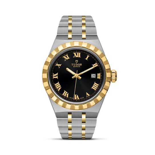 tudor royal 28 mm steel case yellow gold bezel black dial steel and gold bracelet m28303 0003 image number 0