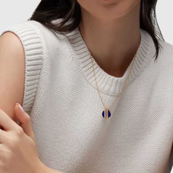 Lapis Lazuli and Diamond Medallion Pendant, S (14 mm)
