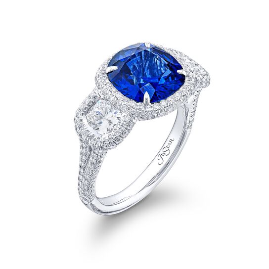 jb star 3 stones blue sapphire dimaond ring 7113 009 standing image number 1