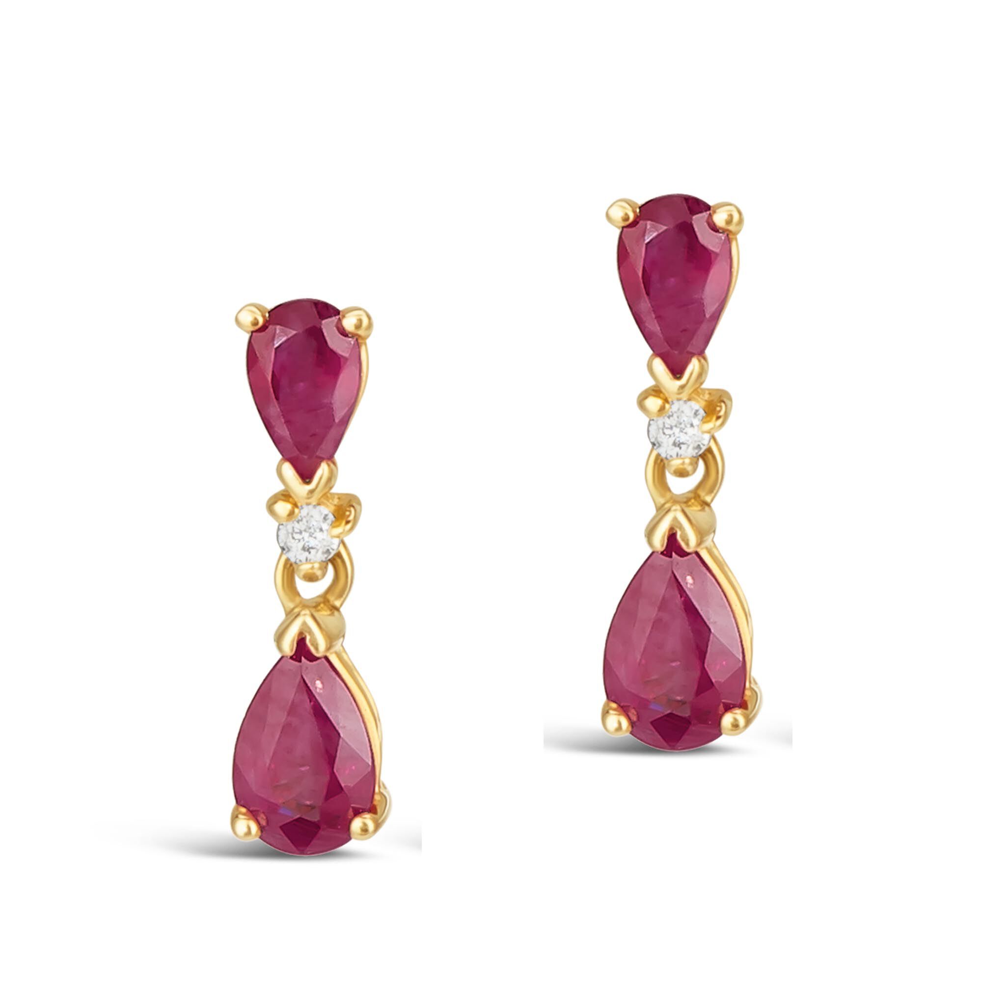 Yellow Gold Ruby and Diamond Teardrop Earrings Maison Birks Salon