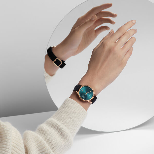 Baume 35 mm petites secondes quartz en acier inoxydable avec PVD doré