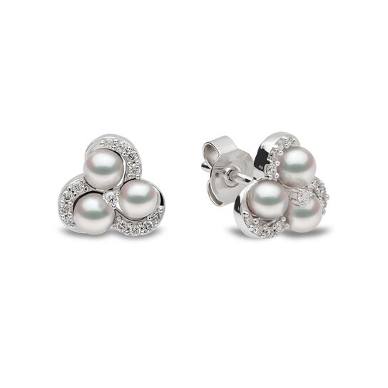 Yoko London Sleek White Gold Pearl and Diamond Stud Earrings image number 2