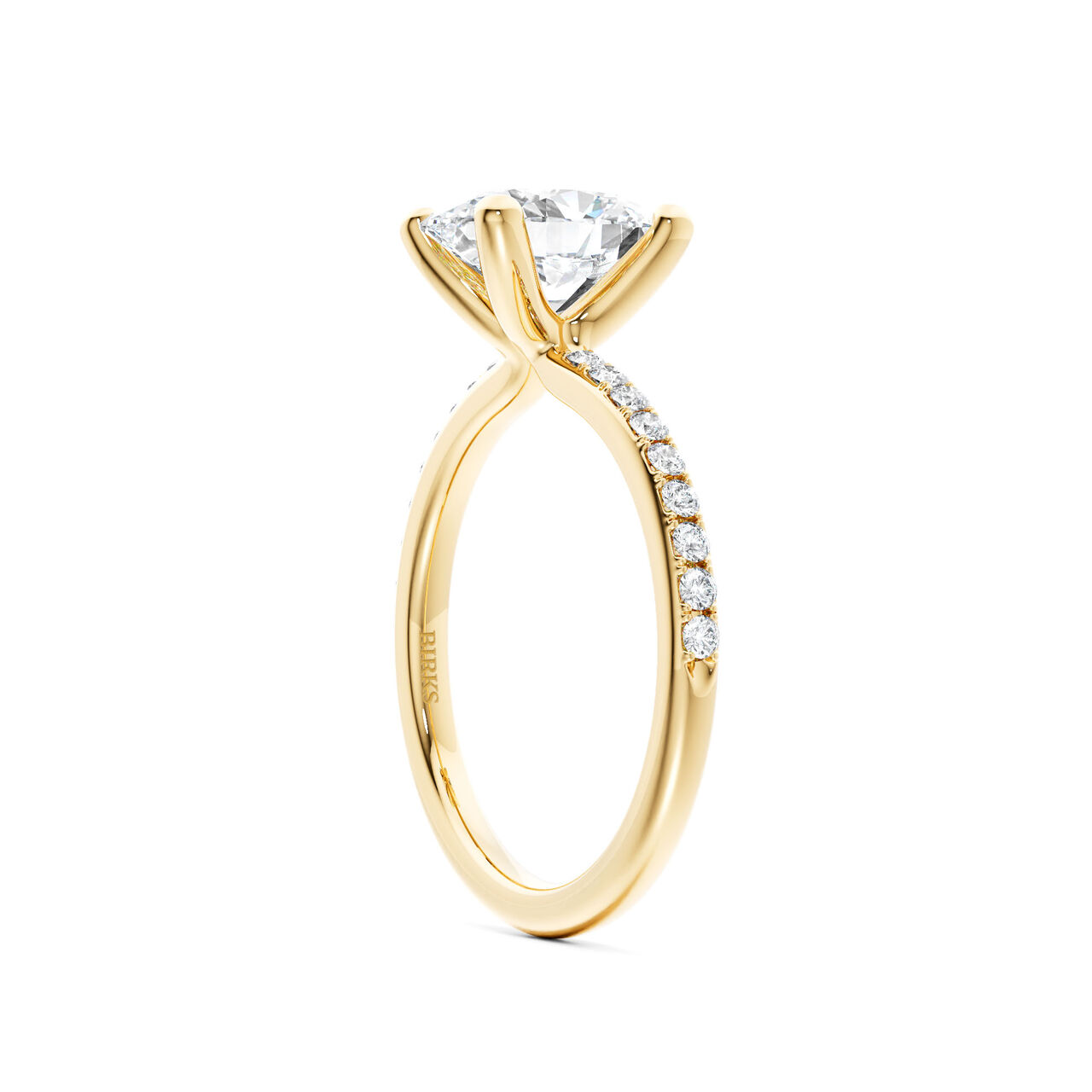 Birks Ros&eacute;e du Matin Yellow Gold Oval Cut Diamond Engagement Ring with Diamond Band image number 1