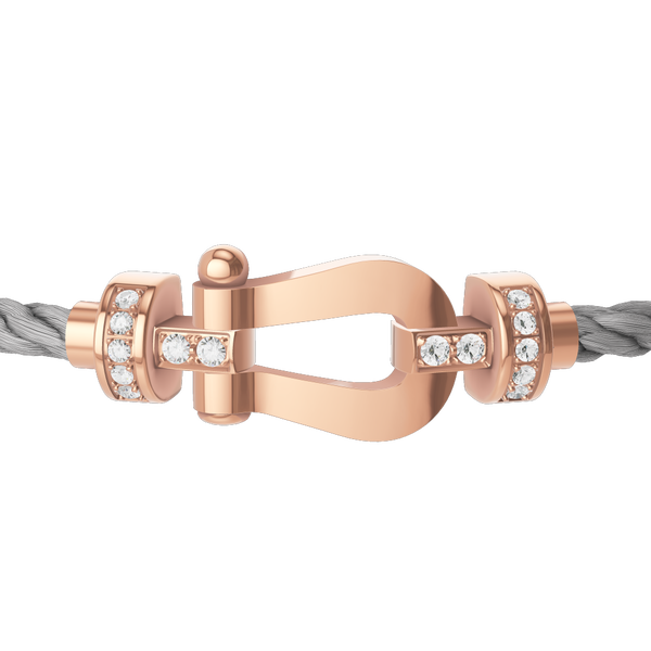 Force 10 Medium Rose Gold and Diamond Pavé Cable Bracelet