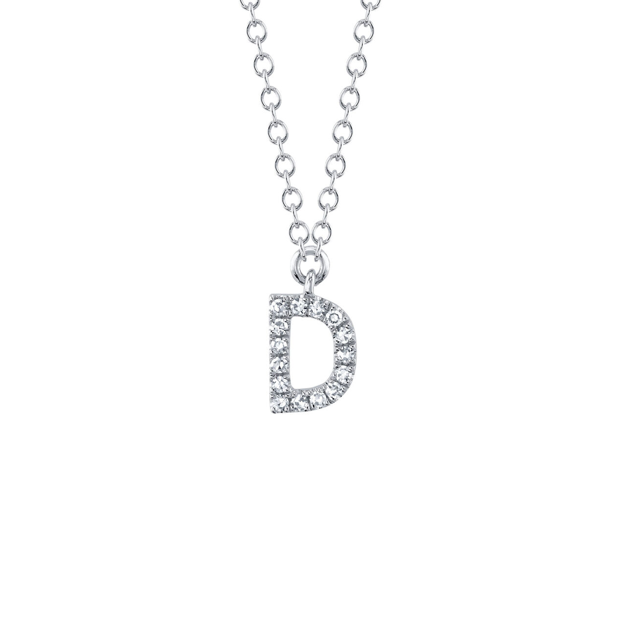 Shy Creation Initials White Gold  and Diamond Pavé Letter D Necklace SC55007903-D image number 0