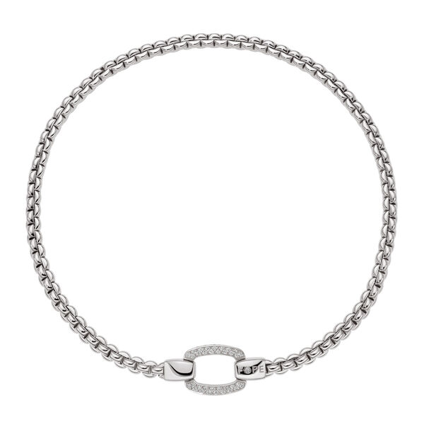 Eka White Gold and Diamond Pav&eacute; Clasp Necklace