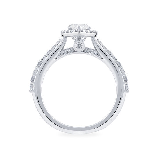Pear Cut Diamond Engagement Ring With Single Halo And Diamond Band image number 3