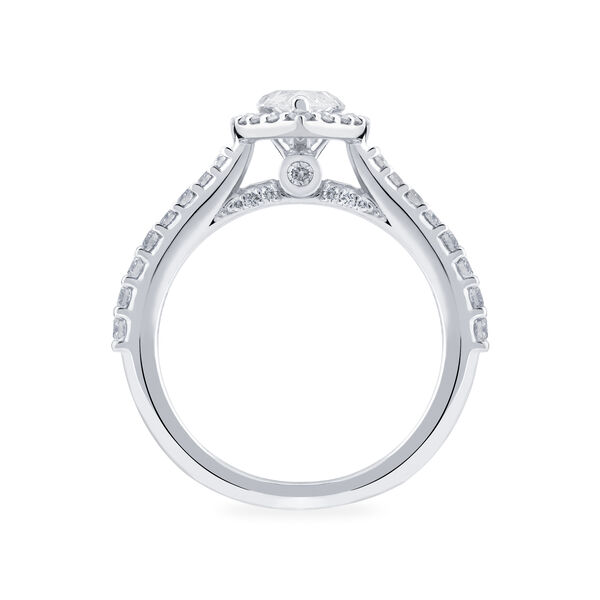 Bague de fiançailles à diamant coupe poire avec simple halo et anneau serti de diamants
