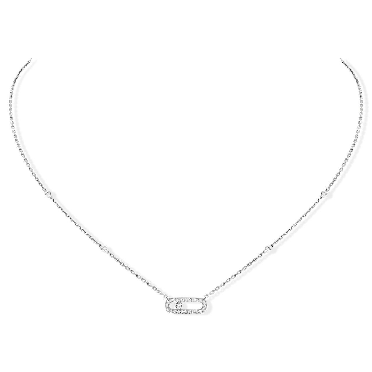 maison birks messika move uno white gold diamond pave necklace 04708 wg image number 0