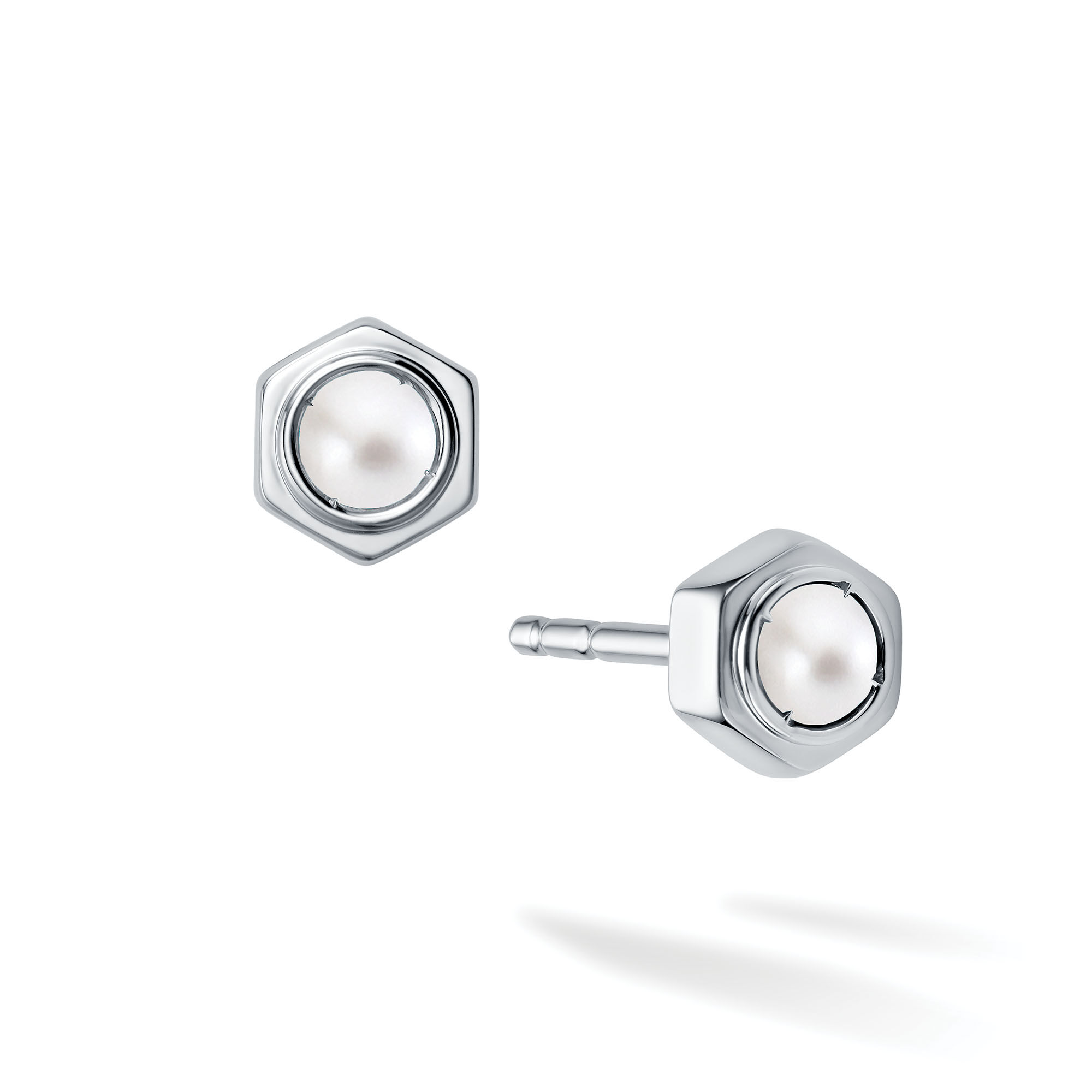 Birks Bee Chic Pearl and Silver Stud Earrings