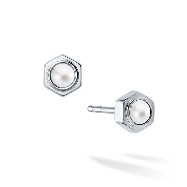 Pearl and Silver Stud Earrings