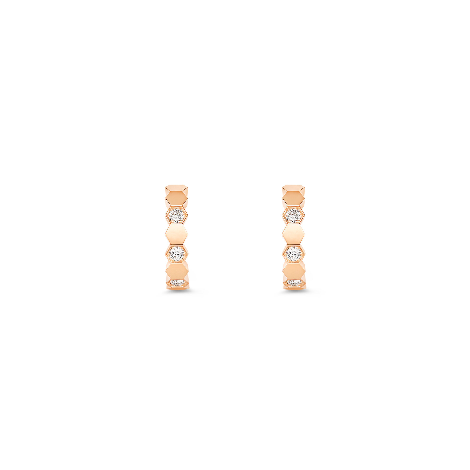 Bee de Chaumet Small Rose Gold and Diamond Hoop Earrings