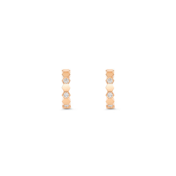 Boucles d'oreilles anneaux Bee de Chaumet en or rose avec diamants, petit modèle