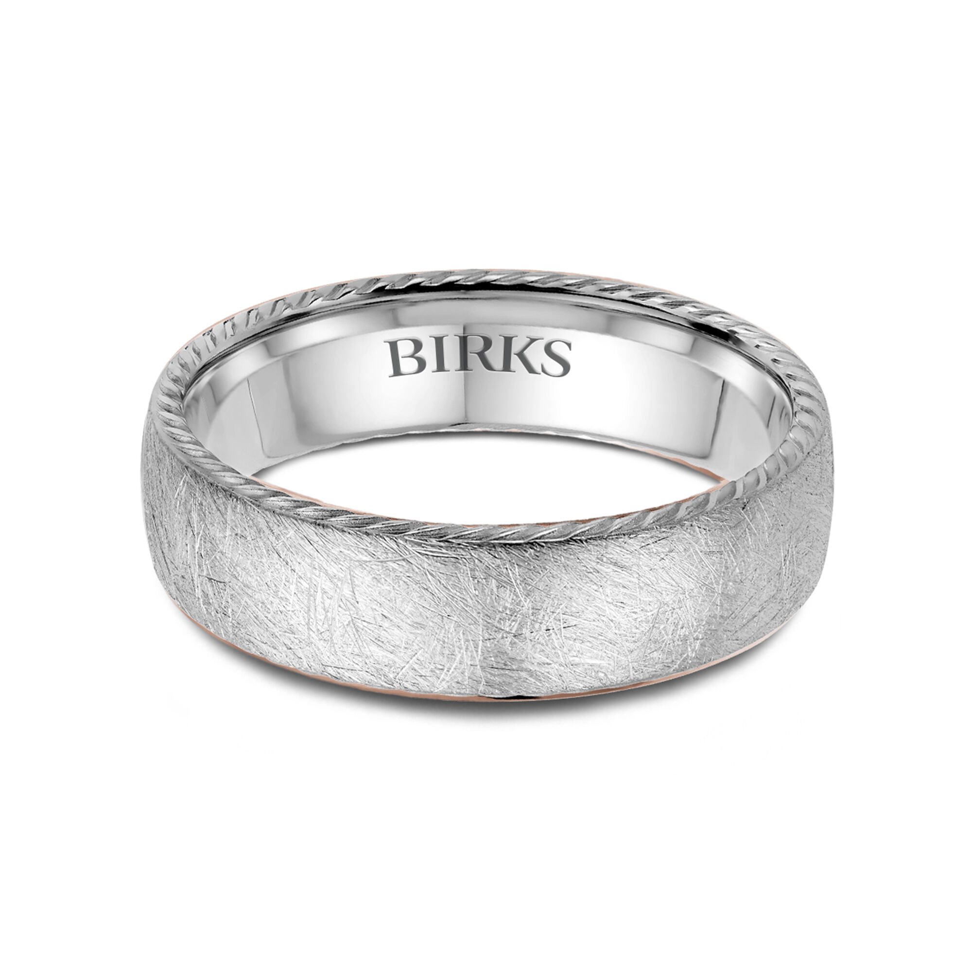Bijoux Birks Scratched Milgrain Finish Wedding Band
