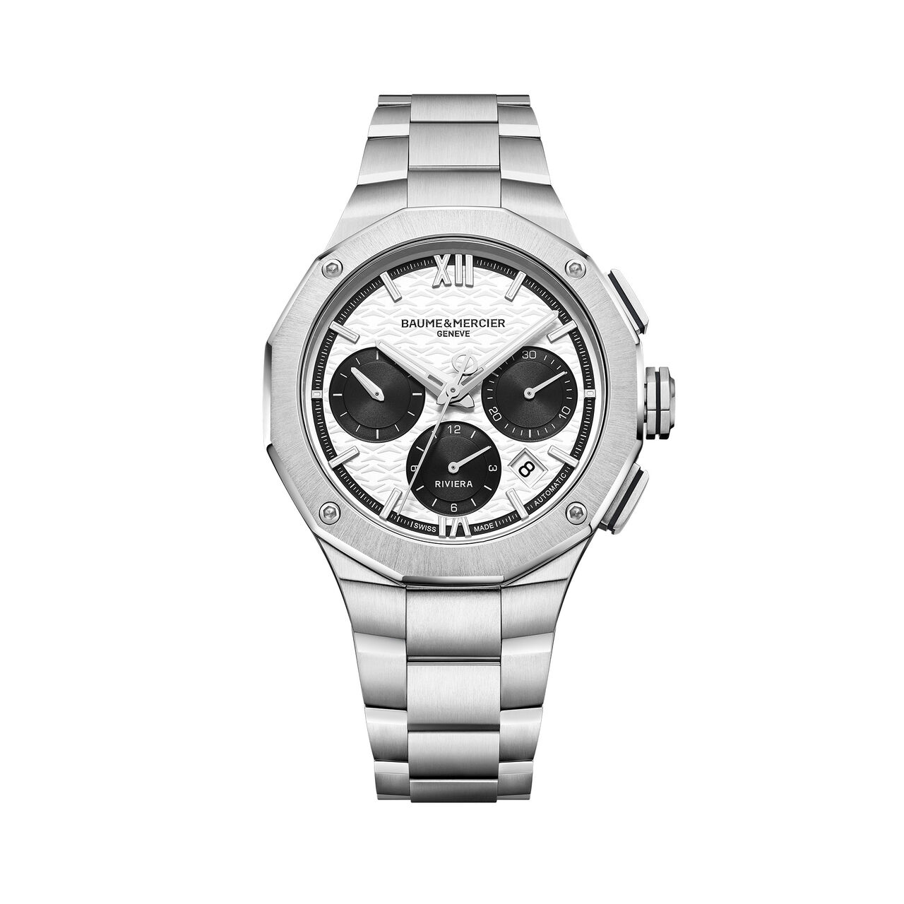 Men's Baume & Mercier Riviera Automatic Chronograph 41 mm Stainless Steel Watch, front view image number 0