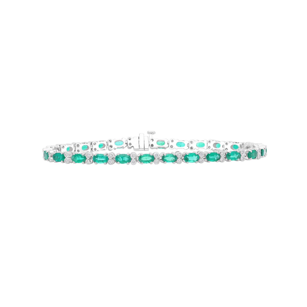 maison birks salon oval emerald diamond line bracelet sg03947br em front image number 0