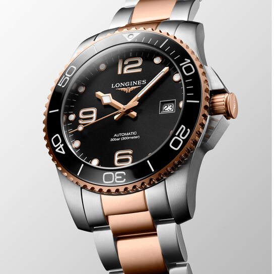 longines hydroconquest automatic 41 mm steel pvd l3.781.3.58.7 face angled image number 1
