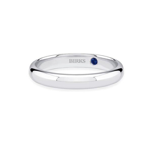White Gold Wedding Band with Sapphire Accent