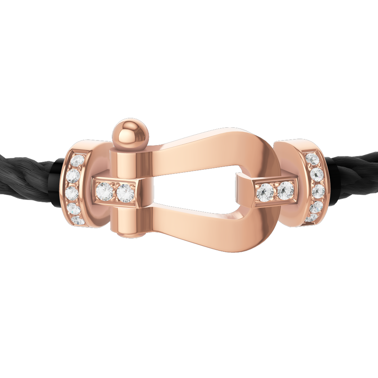 Force 10 Large Rose Gold and Diamond Pav&eacute; Cable Bracelet image number 1