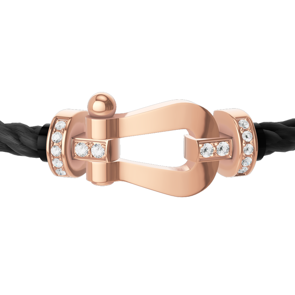 Bracelet cable Force 10 en or rose avec pavé de diamants, grand modèle