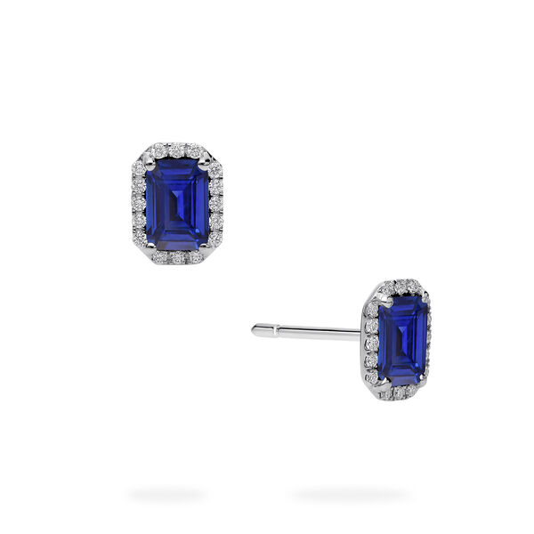 Boucles d'oreilles en or blanc avec saphirs et diamants