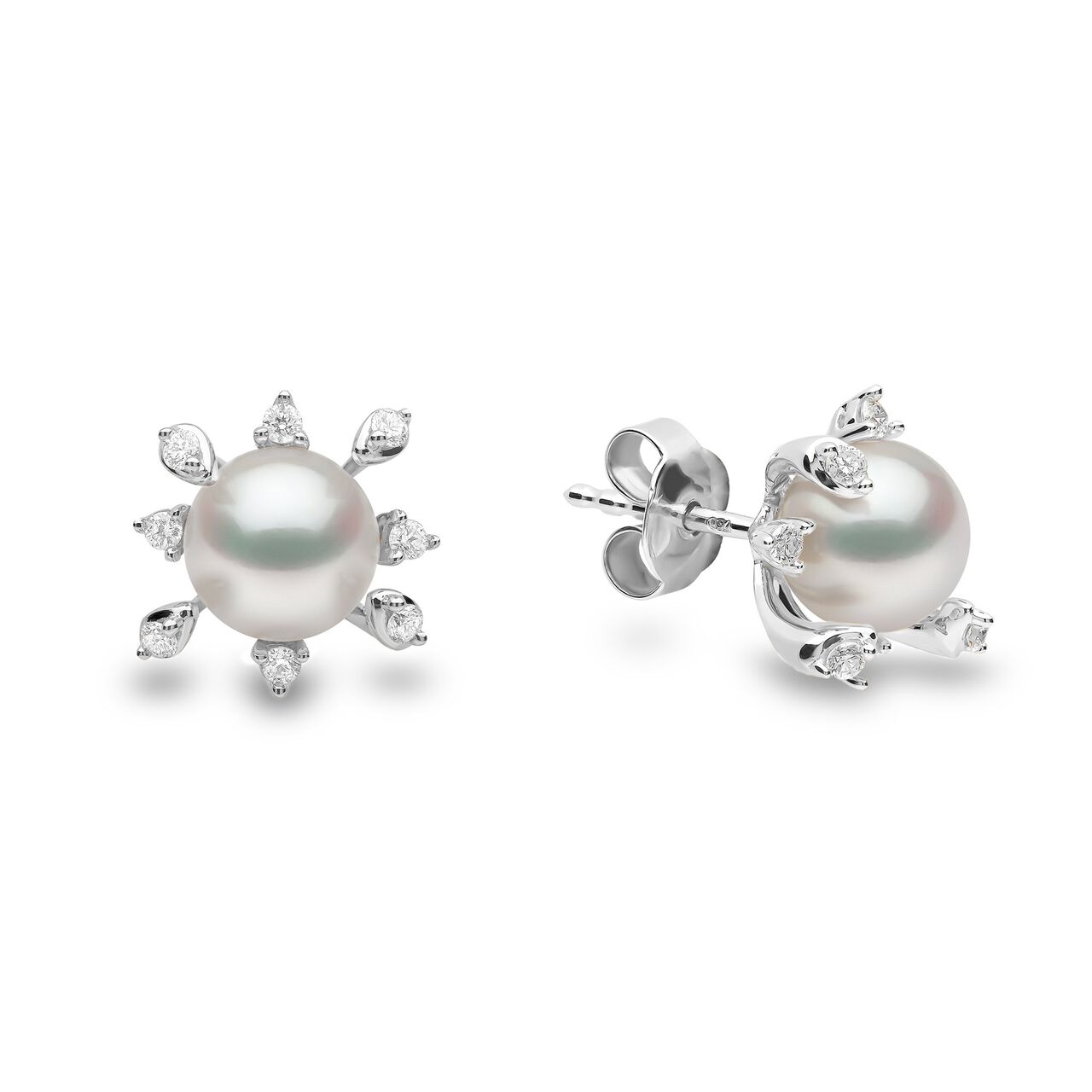 Yoko London Trend White Gold Pearl and Diamond Stud Earrings image number 2