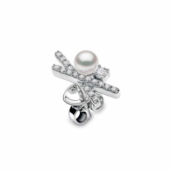 Boucles d'oreilles Sleek en or blanc avec perles et diamants