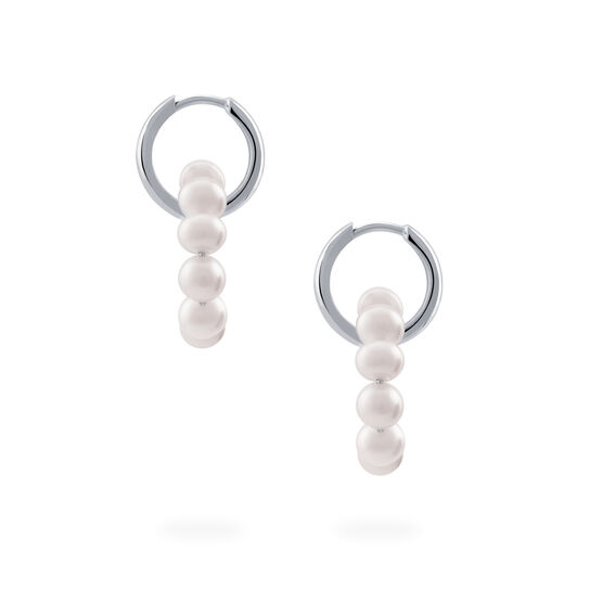 bijoux birks essentials freshwater pearl double hoop earrings image number 2