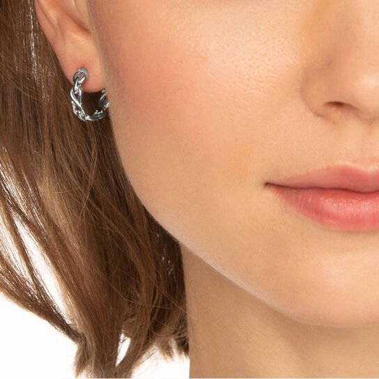 Monica Rich Kosann Infinite & Boundless Infinity Silver Hoop Earrings 45065 Model image number 1