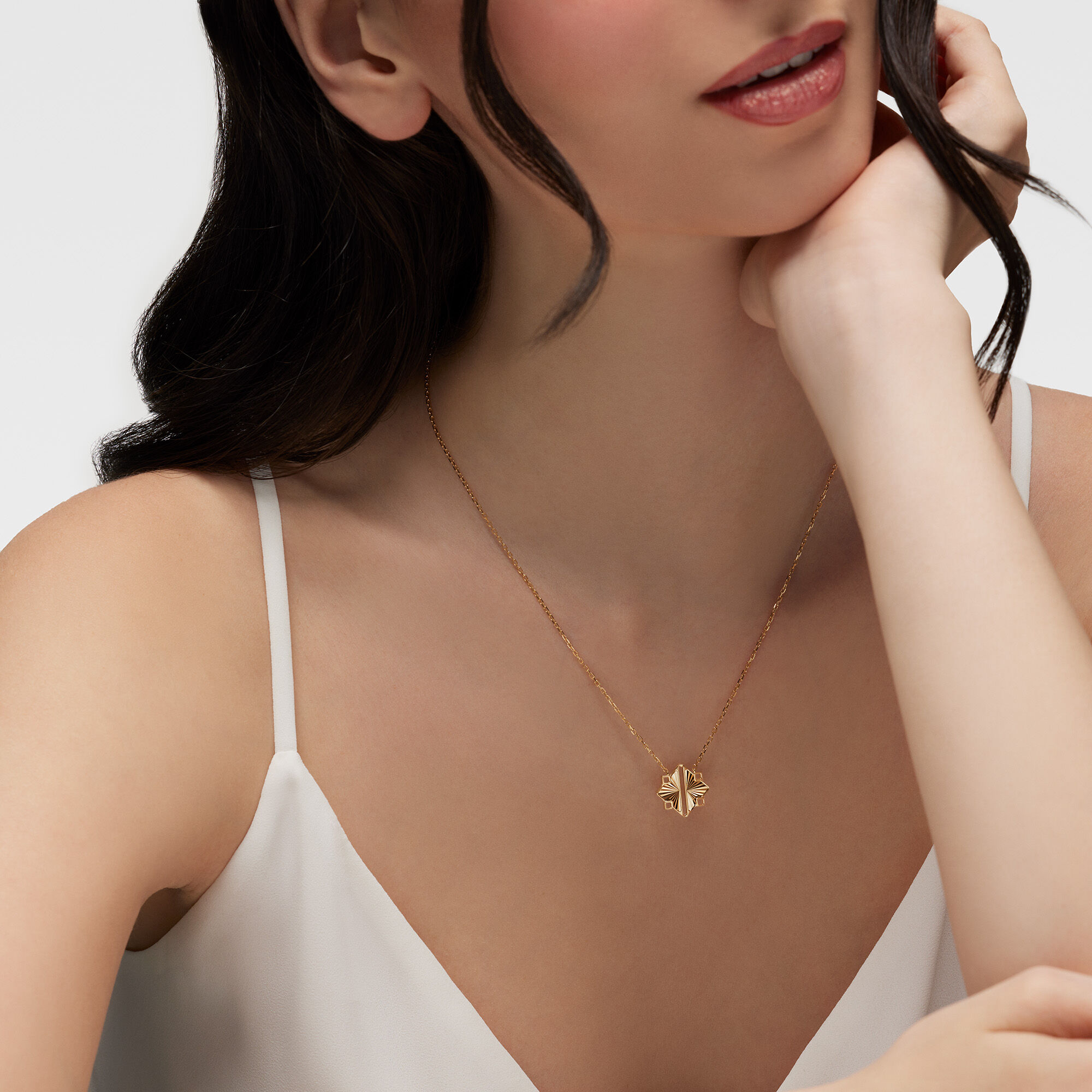 Guilloché Yellow Gold Pendant, Medium