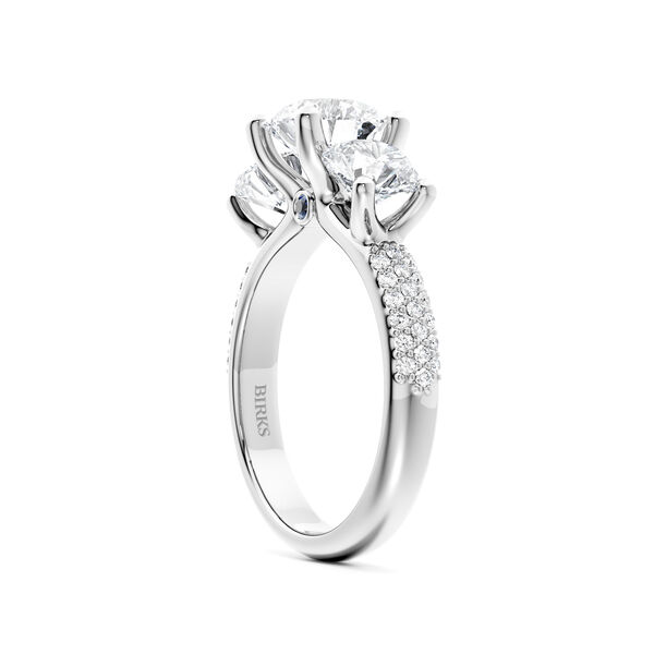 Three-Stone Pav&eacute; Diamond Engagement Ring