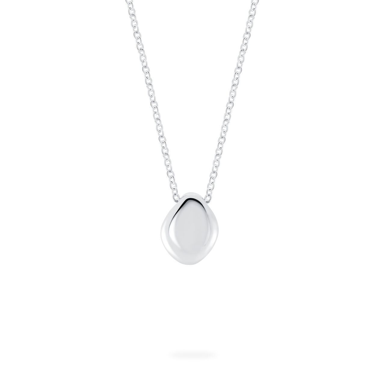 Small Pebble Pendant Necklace Silver Cord – MASLO CO.