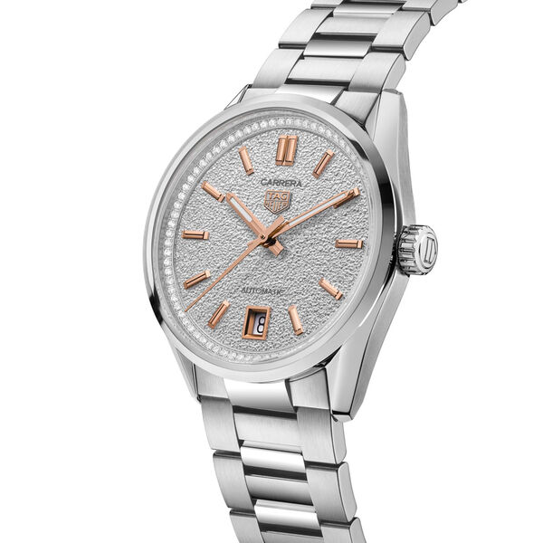 Carrera 36 mm automatique en acier inoxydable et diamants