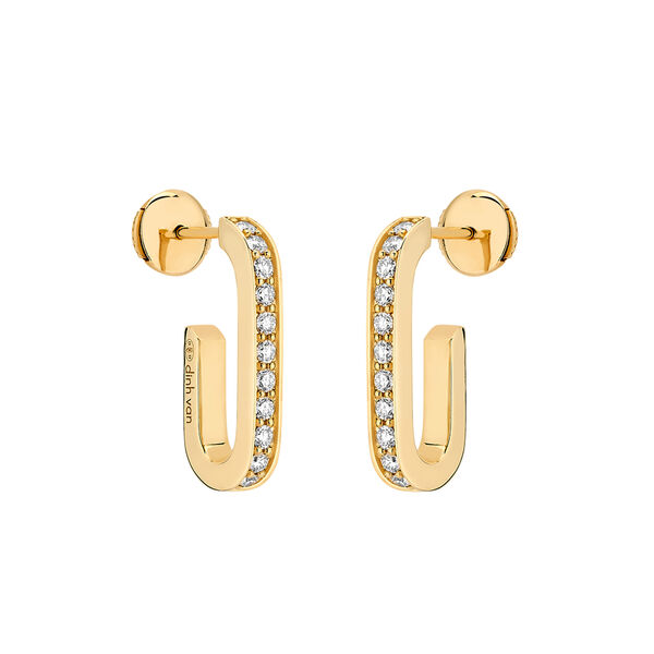 Maillon Yellow Gold and Diamond Pavé Earrings