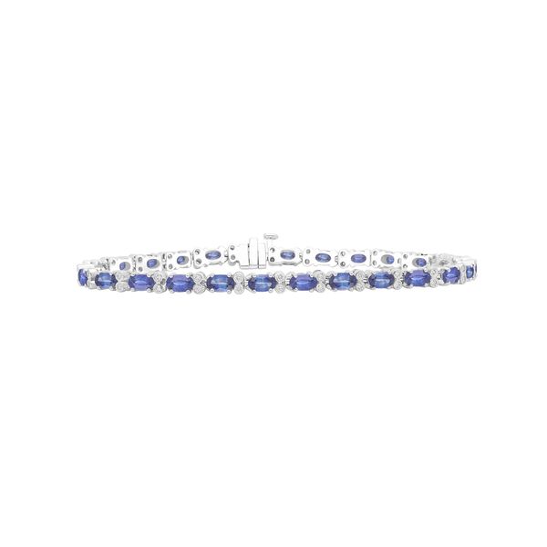 Blue Sapphire and Diamond Line Bracelet