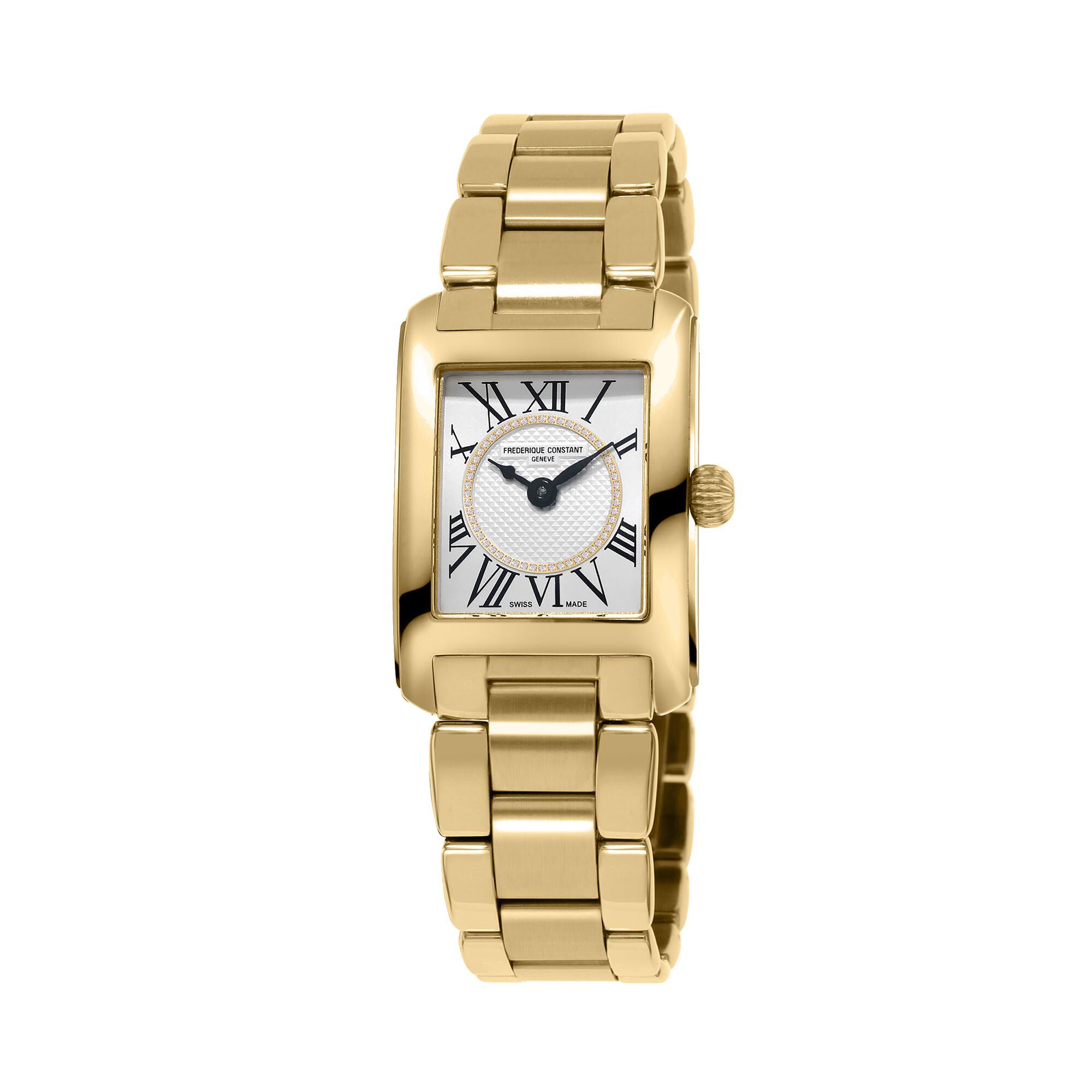 Classics Carree Quartz 23 x 21 mm Yellow Gold Plated Stainless Steel and Diamond Frederique Constant FC 200MCDC15B