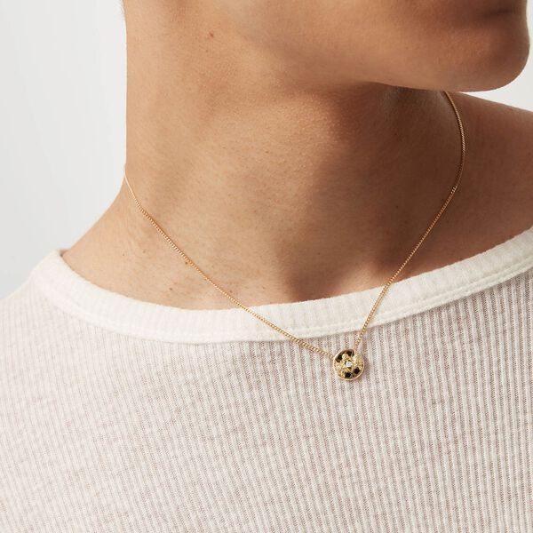 Emblem Yellow Gold Diamond and Onyx Pendant