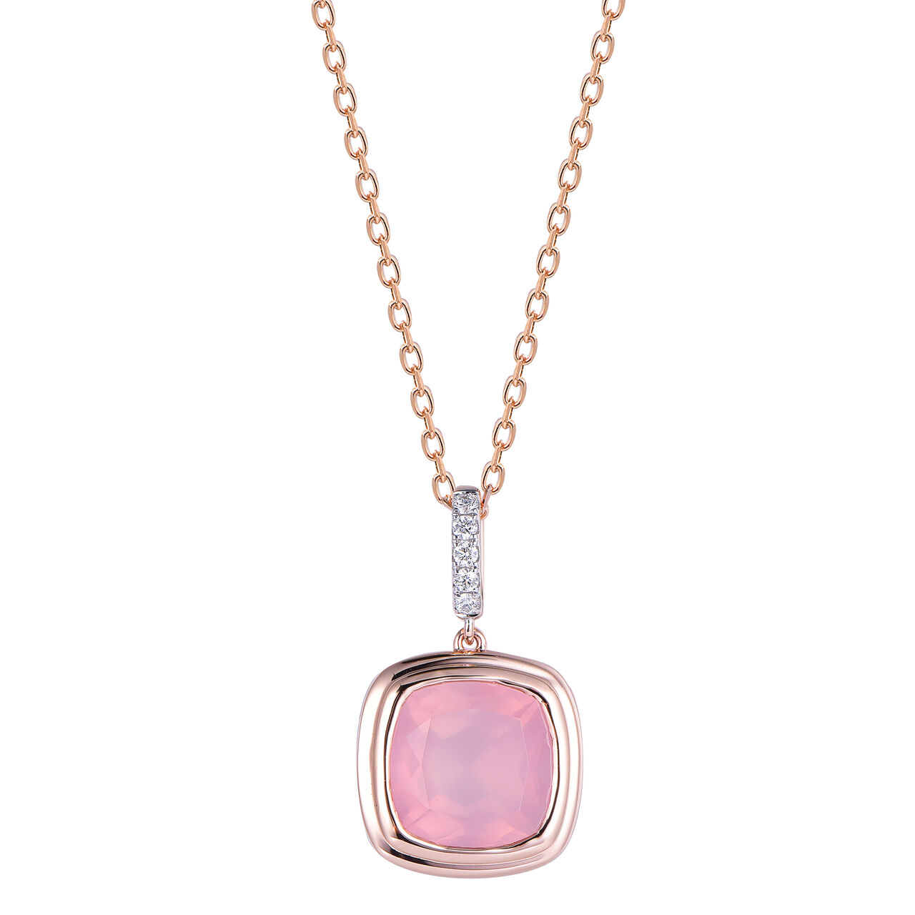 Pendentif Quartz Rose en Or Rose image number 0