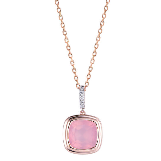 Pendentif Quartz Rose en Or Rose image number 0