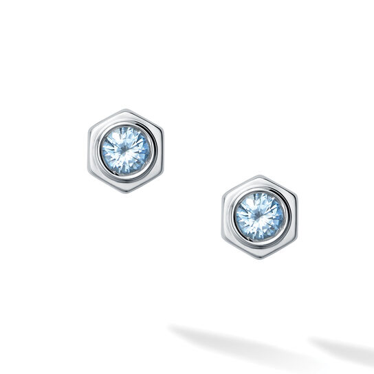 Aquamarine and Silver Stud Earrings image number 1