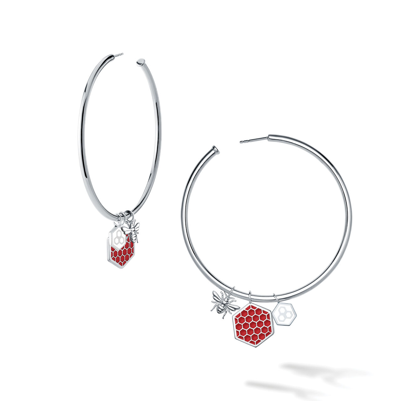 Bijoux Birks Bee Chic Large Silver Hoop Earrings With Removable Charms image number 0