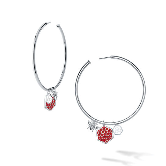 Bijoux Birks Bee Chic Large Silver Hoop Earrings With Removable Charms image number 0