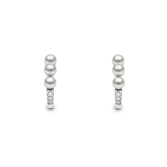 Eclipse White Gold Pearl and Diamond Earrings image number 0