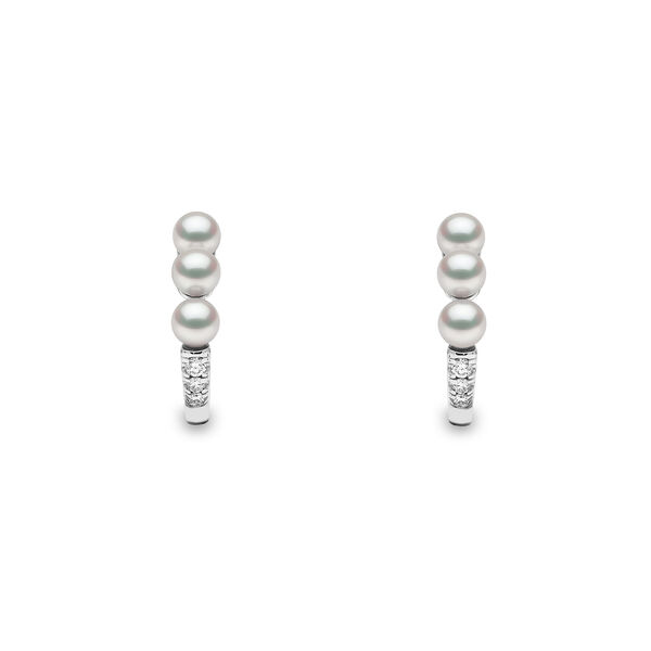 Boucles d'oreilles Eclipse en or blanc avec perles et diamants