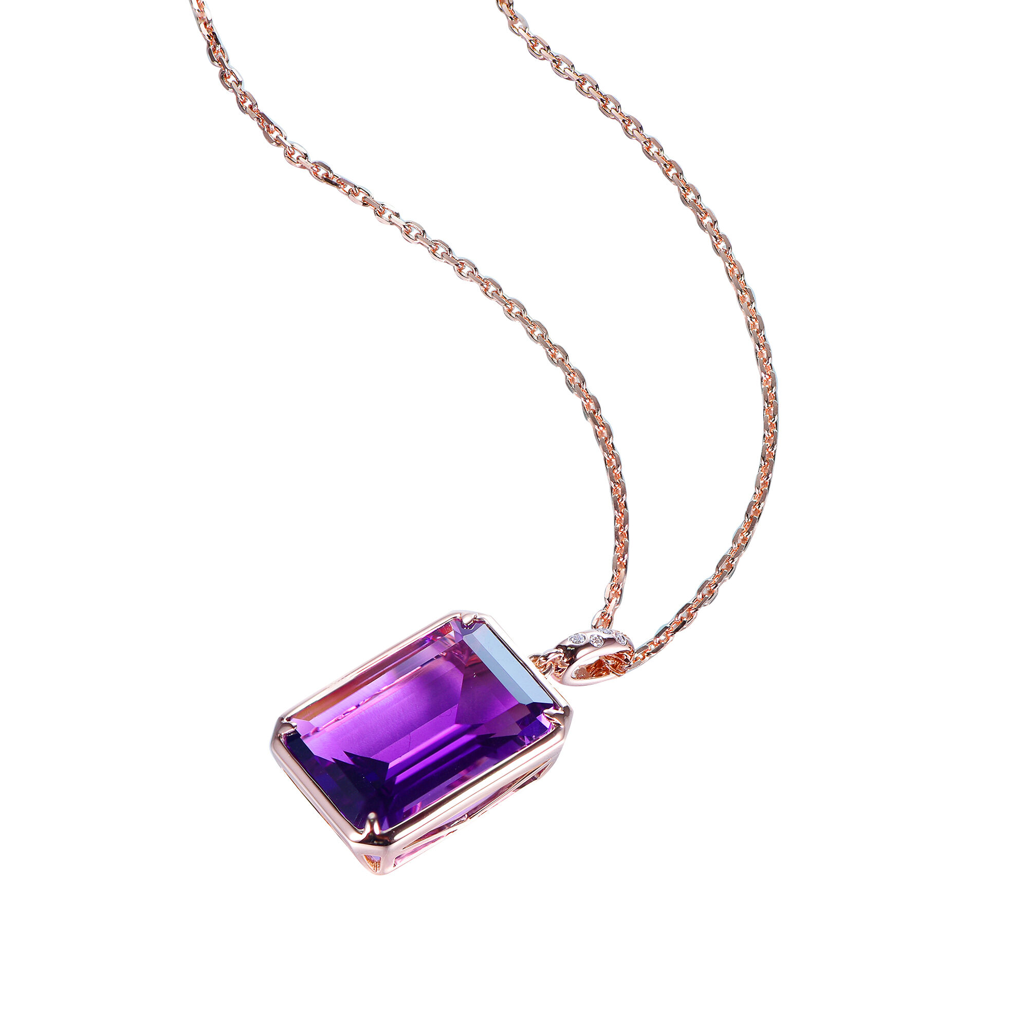 Amethyst Pendant in Rose Gold