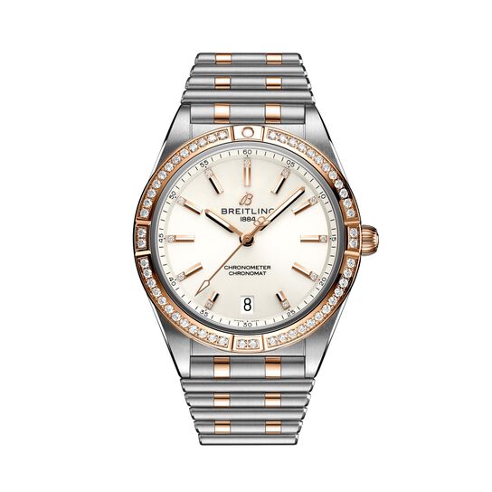 maison birks breitling chronomat automatic 36 steel and 18kt rose gold white diamonds u10380591a1u1 image number 0