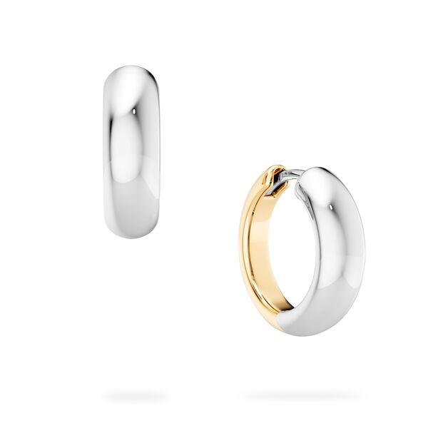 Yellow and White Gold Hoop Earrings, 18MM