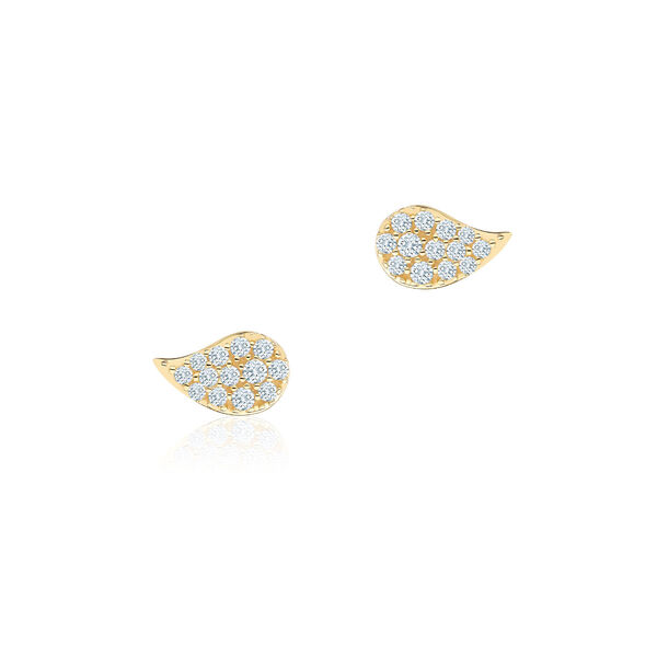 Yellow Gold and Diamond Stud Earrings, Small