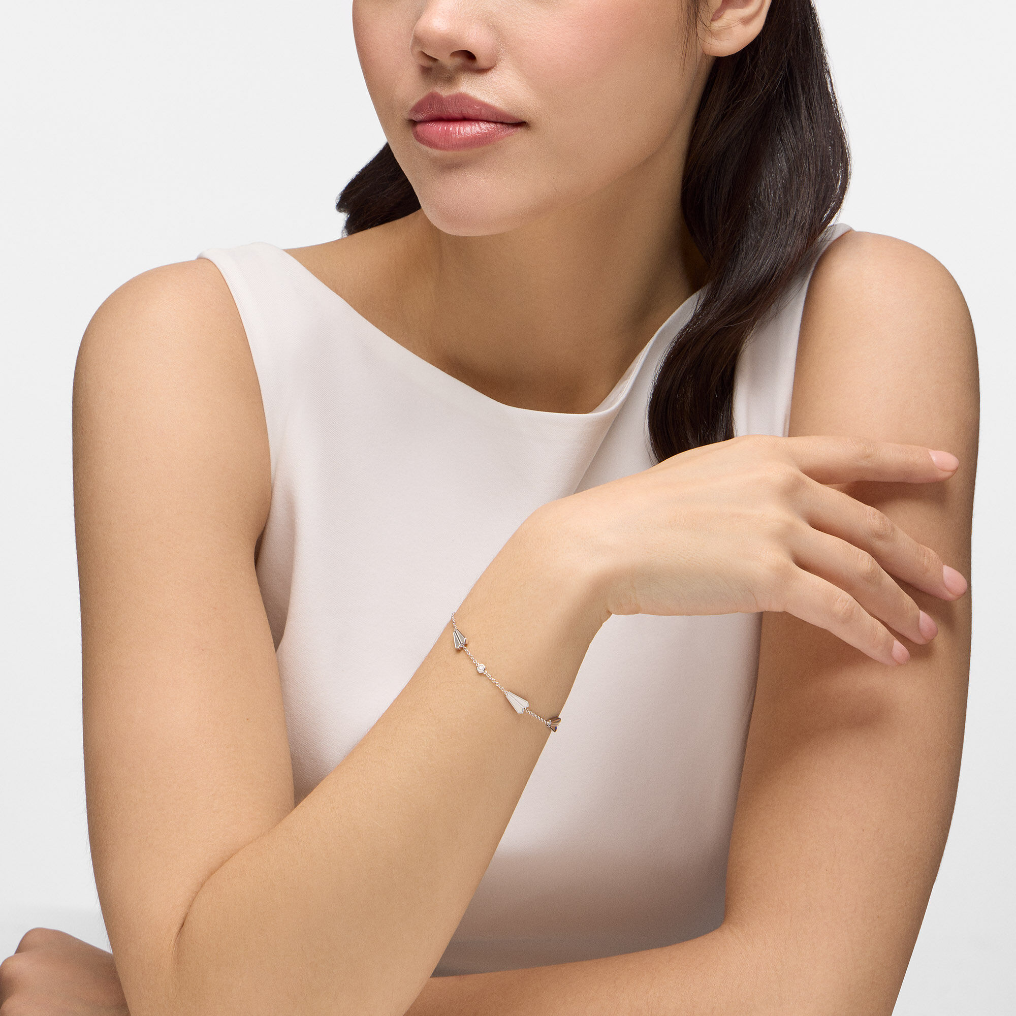 Sterling Silver and Diamond Station Bracelet