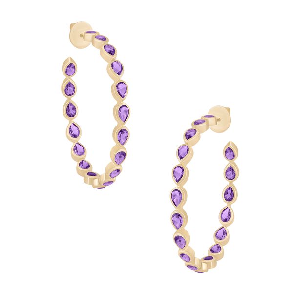 Amethyst Pear Shape Hoop Earrings